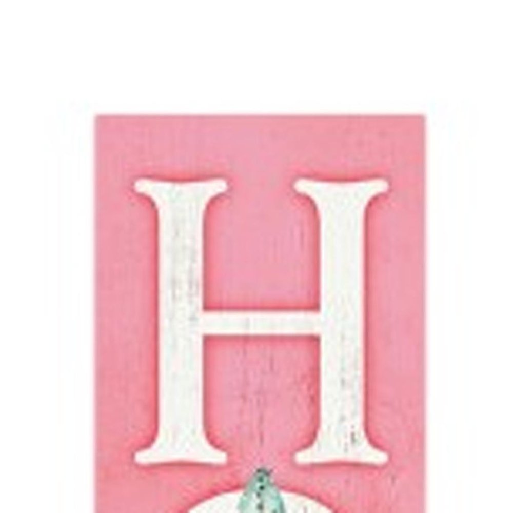 72" Yellow And Pink Solid Wood Porch Sign HomeRoots