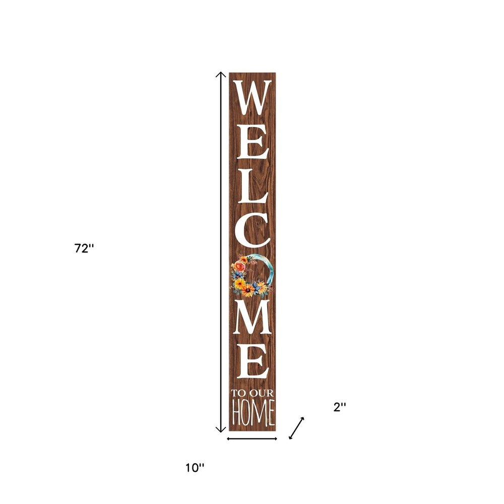 72" Brown And White Solid Wood Porch Sign HomeRoots