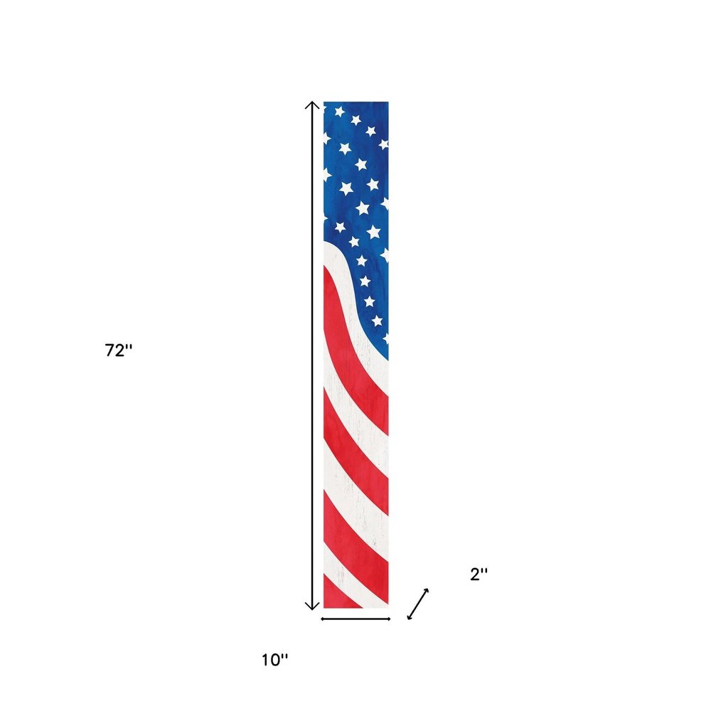 72" Red White And Blue Solid Wood Porch Sign HomeRoots