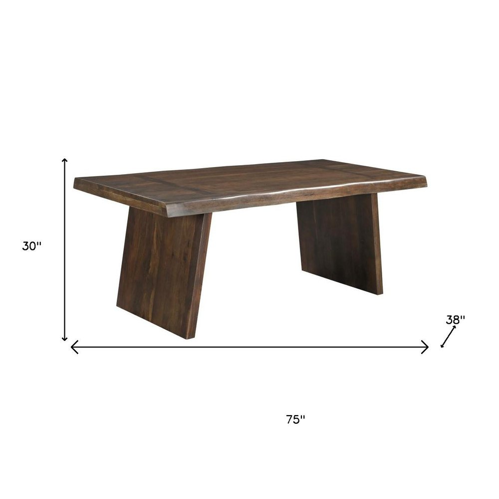 Seven Piece Brown Solid Wood Dining Set with Six Chairs HomeRoots