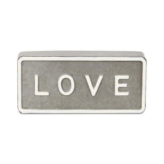 4" Gray And White Galvanized Metal Love Hand Painted Tabletop Sign HomeRoots