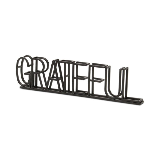 17" Black Metal Grateful Tabletop Sign HomeRoots