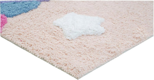 32" Pink And Yellow Cotton Unicorns Youthful Bath Rug HomeRoots