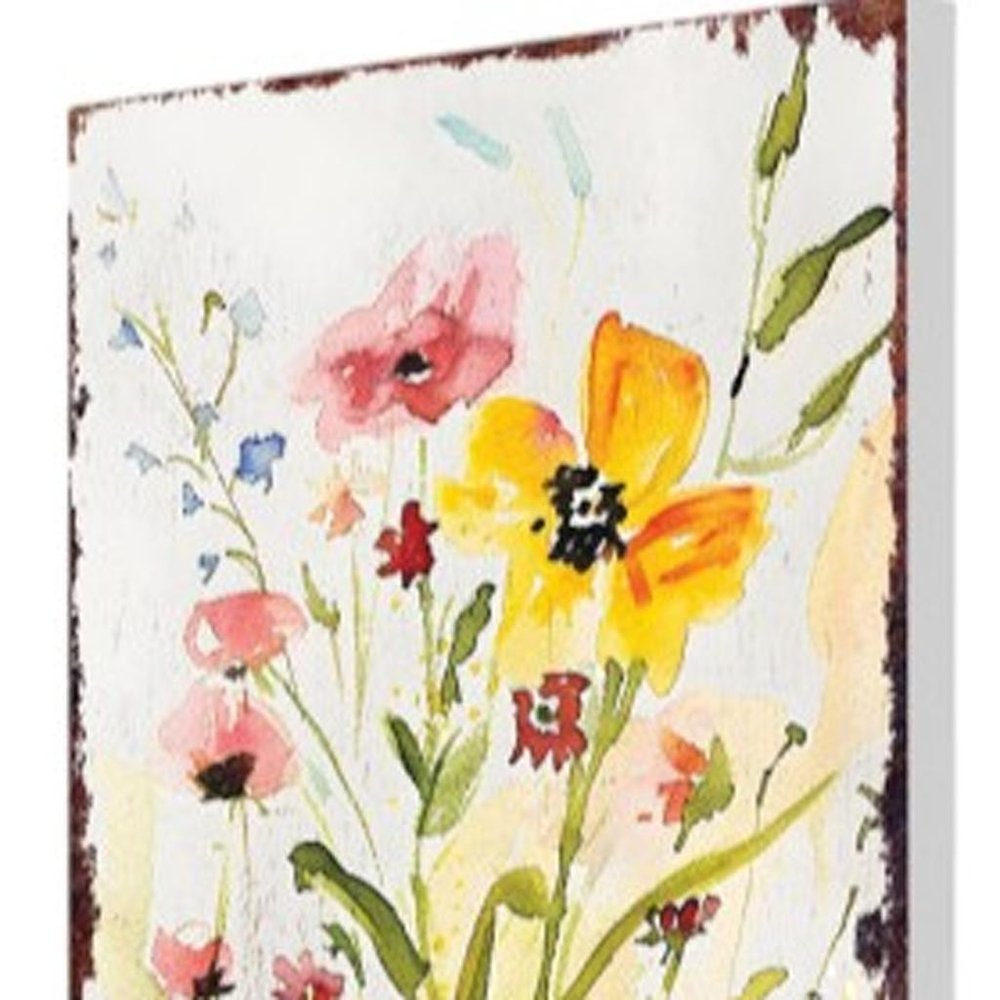 30" Green Pink White And Yellow Solid Wood Floral Bouquet Garden Stake HomeRoots