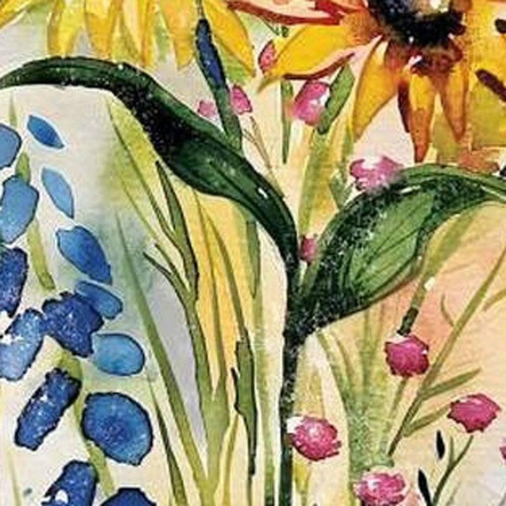 36" White Yellow Blue And Green White Solid Wood Sunflowers Porch Sign HomeRoots