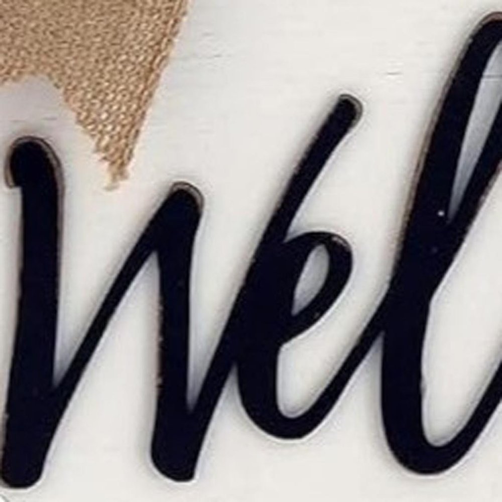 14" White Solid Wood Welcome And Hello Bow Reversible Hanging Wall Or Door Decor HomeRoots