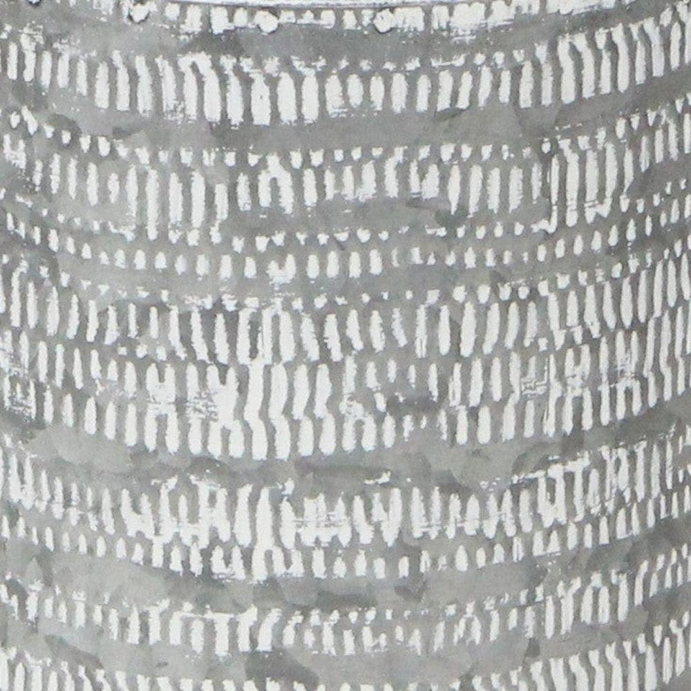 10" Gray Galvanized Metal Geometric Patterned Jug Vase HomeRoots
