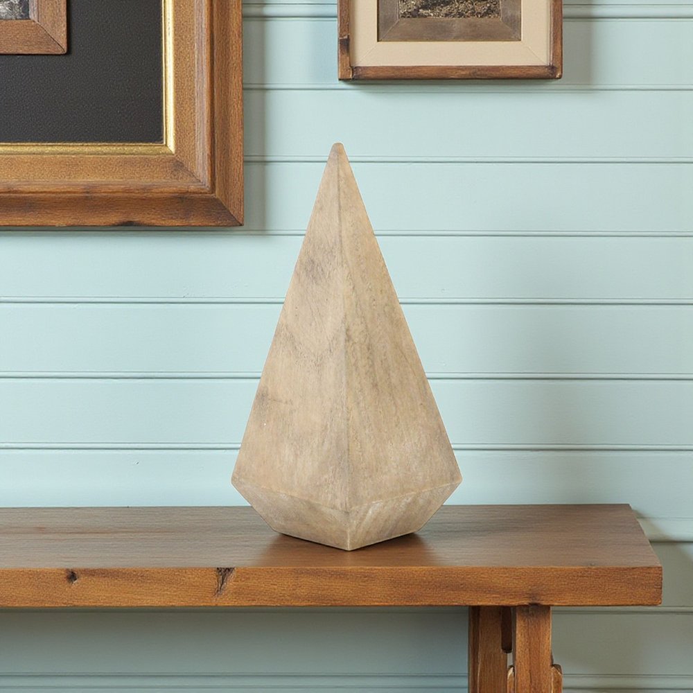 6" Natural Solid Wood Pyramid Decorative Sculpture HomeRoots