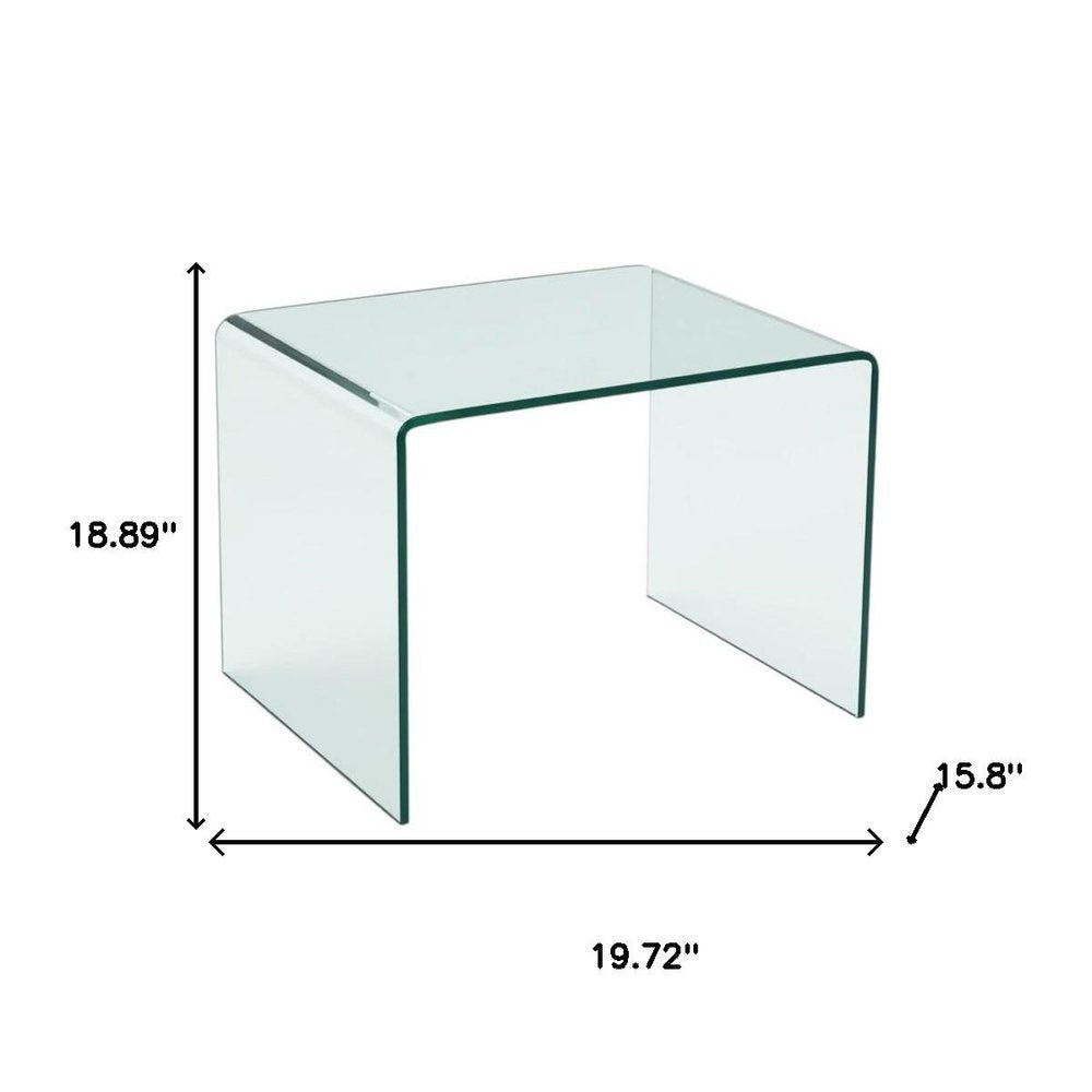 19" Clear Glass Sled End Table HomeRoots
