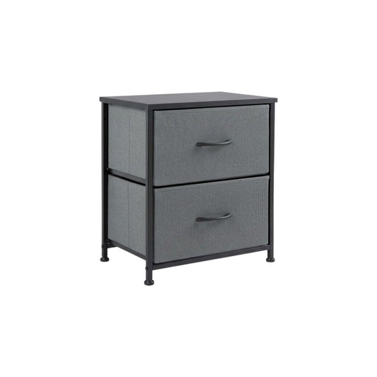 Set of Two 20" Gray Iron and Wood Woven Texture Four Drawer Nightstand