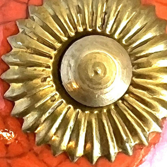 Set of Six Coral And Gold Ceramic Drawer Pull Knobs HomeRoots