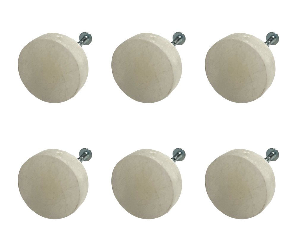 Set of Six Off White Stone Disc Drawer Pull Knobs HomeRoots
