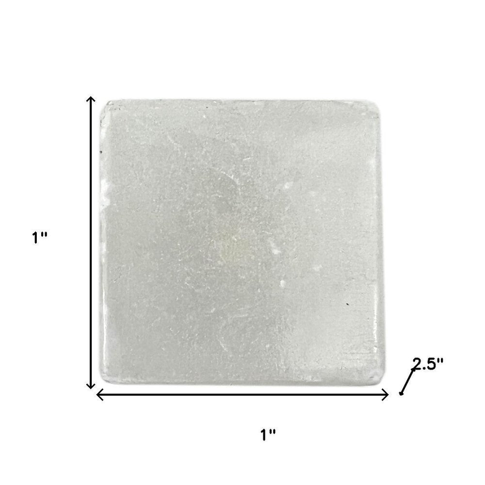 Set of Six White Square Knob Stone Drawer Pull Knobs HomeRoots