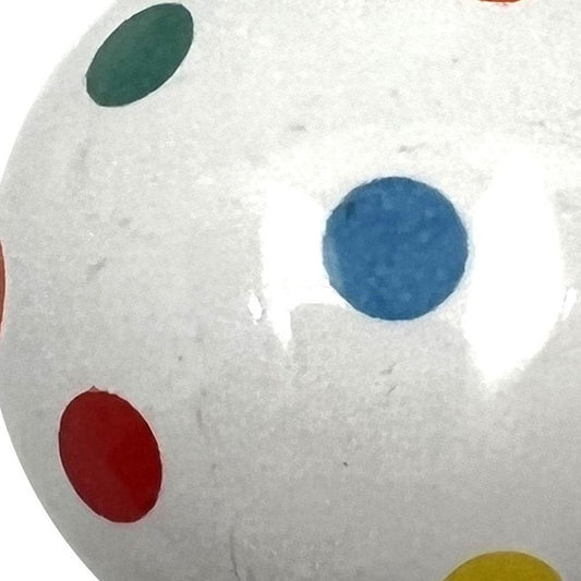 Set of Six Blue Green Off White And Red Polka Dots Ceramic Drawer Pull Knobs HomeRoots