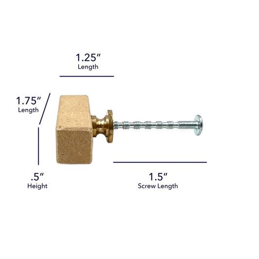Set of Six Brown Rectangle Knob Stone Drawer Pull Knobs HomeRoots