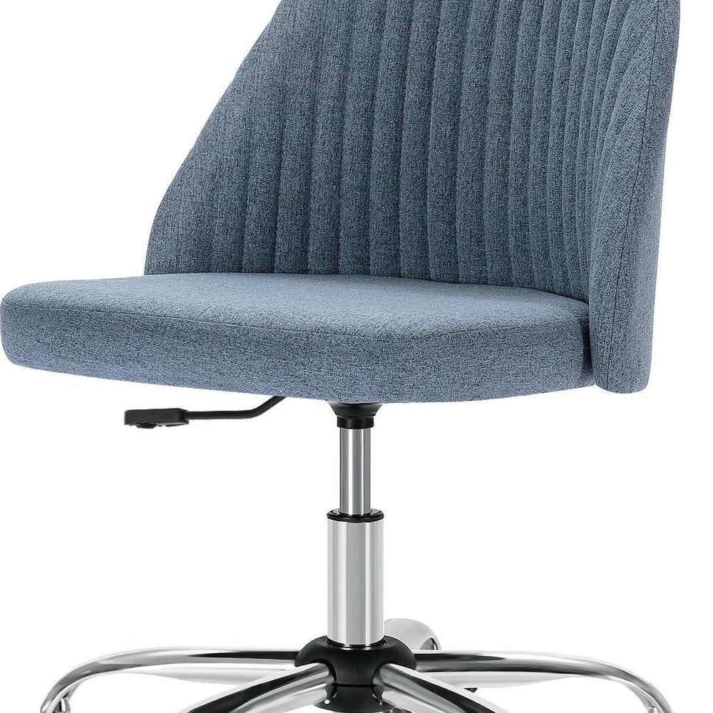 Blue and Silver Adjustable Height Swivel Rolling Office Chair HomeRoots