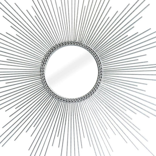 32" Silver Metal Sunburst Geometric Framed Accent Mirror HomeRoots