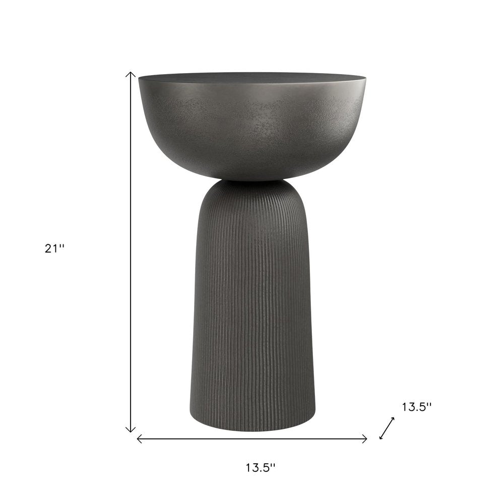 21" Matte Black Aluminum Round Pedestal End Table HomeRoots