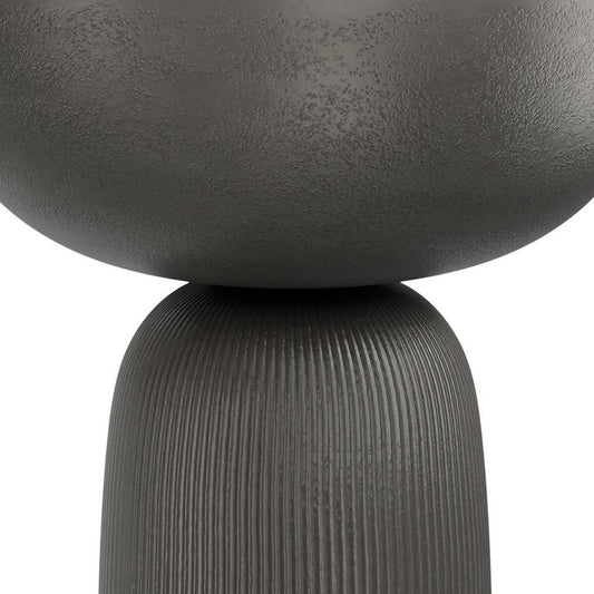 21" Matte Black Aluminum Round Pedestal End Table