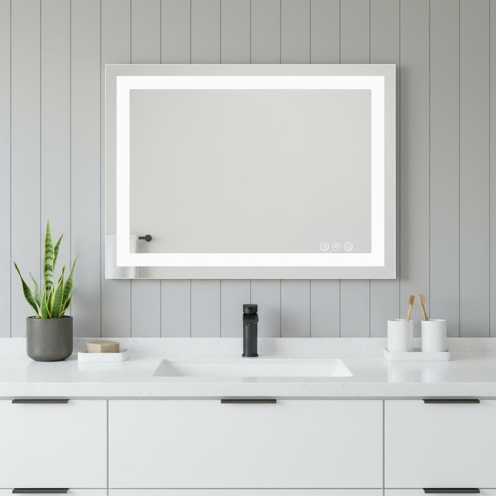 20" Clear Lighted Frameless Bathroom Vanity Mirror HomeRoots