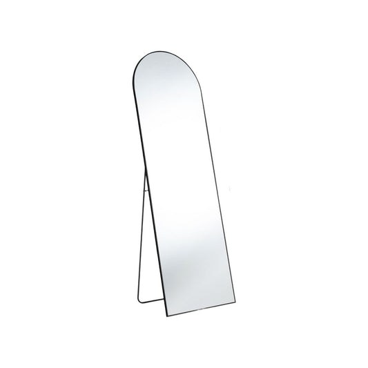 63" Black Metal Arch Freestanding and Wall Mount Framed Full Length Mirror