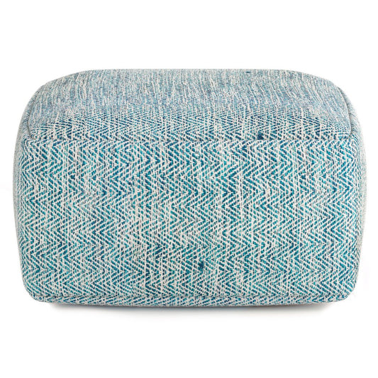 20" Gray and White Cotton Chevron Pouf Ottoman