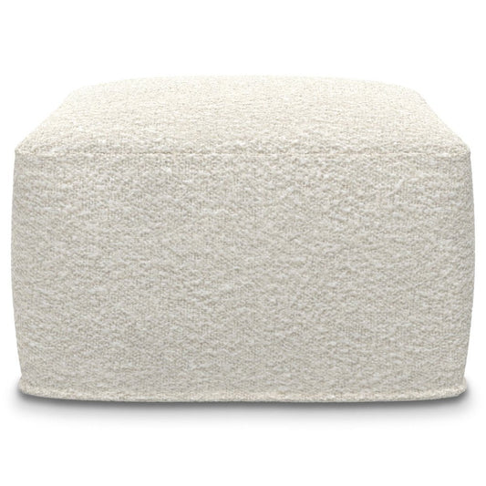24" Ivory Boucle Pouf Ottoman