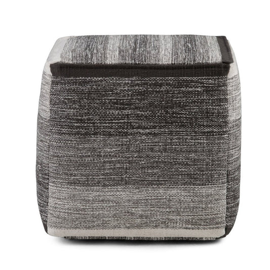 16" Gray Cotton Tone on Tone Cube Pouf Ottoman