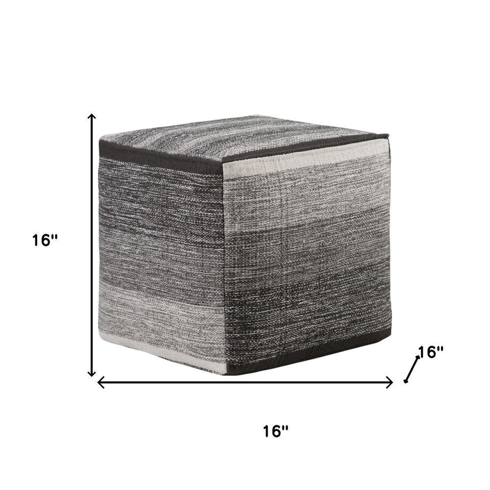 16" Gray Cotton Tone on Tone Cube Pouf Ottoman HomeRoots
