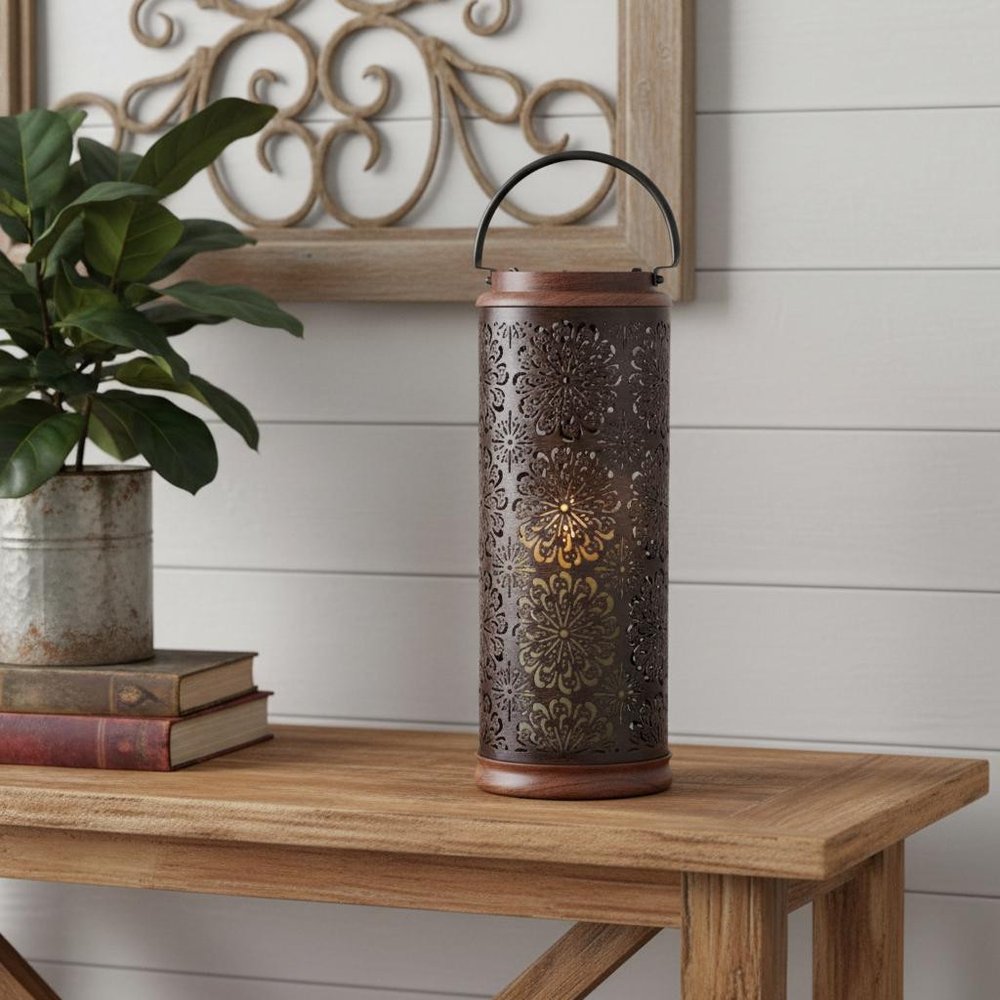 19" Brown Abstract Manufactured Wood Tabletop Pillar Candle Holder HomeRoots