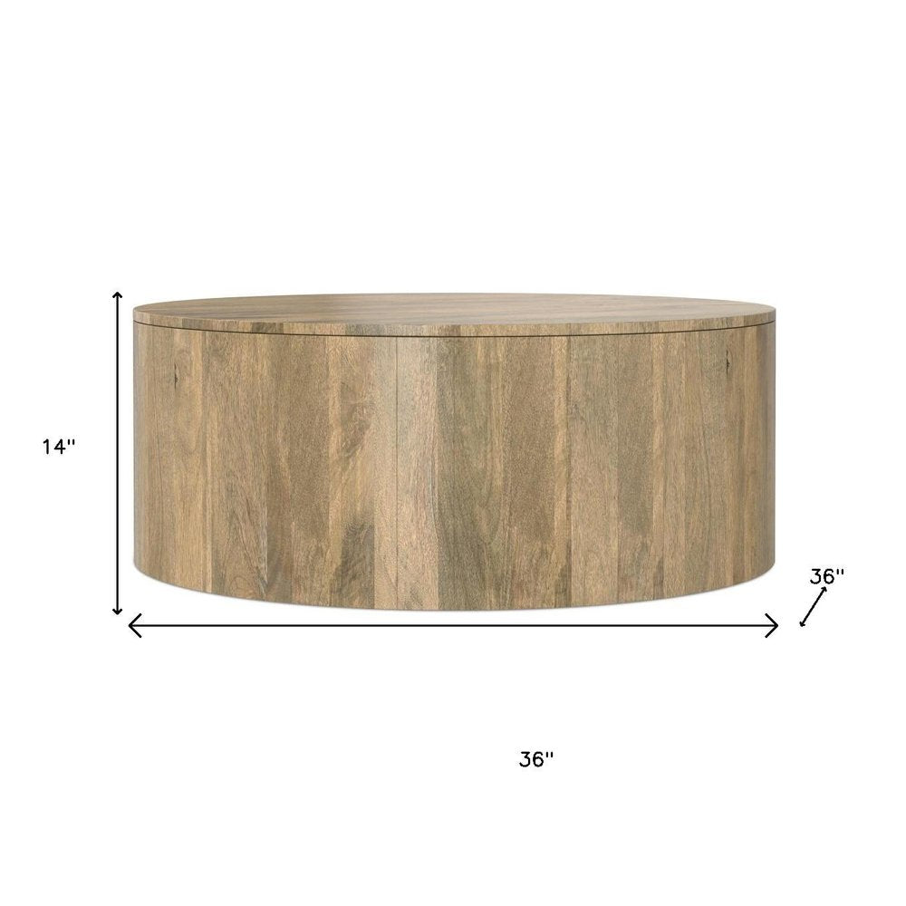 36" Brown Solid Wood Round Solid Coffee Table HomeRoots