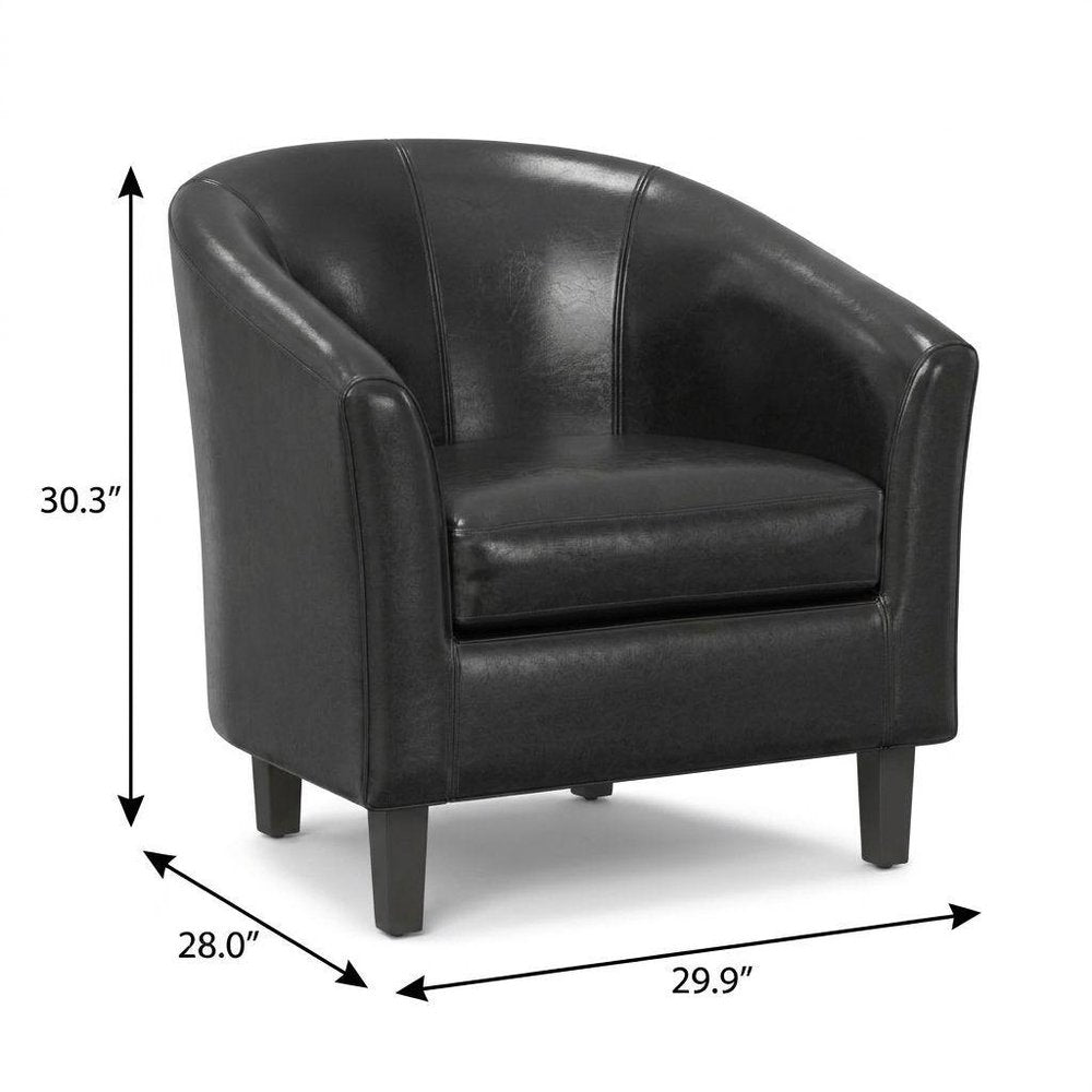 30" Black and Dark Brown Leather Arm Chair HomeRoots