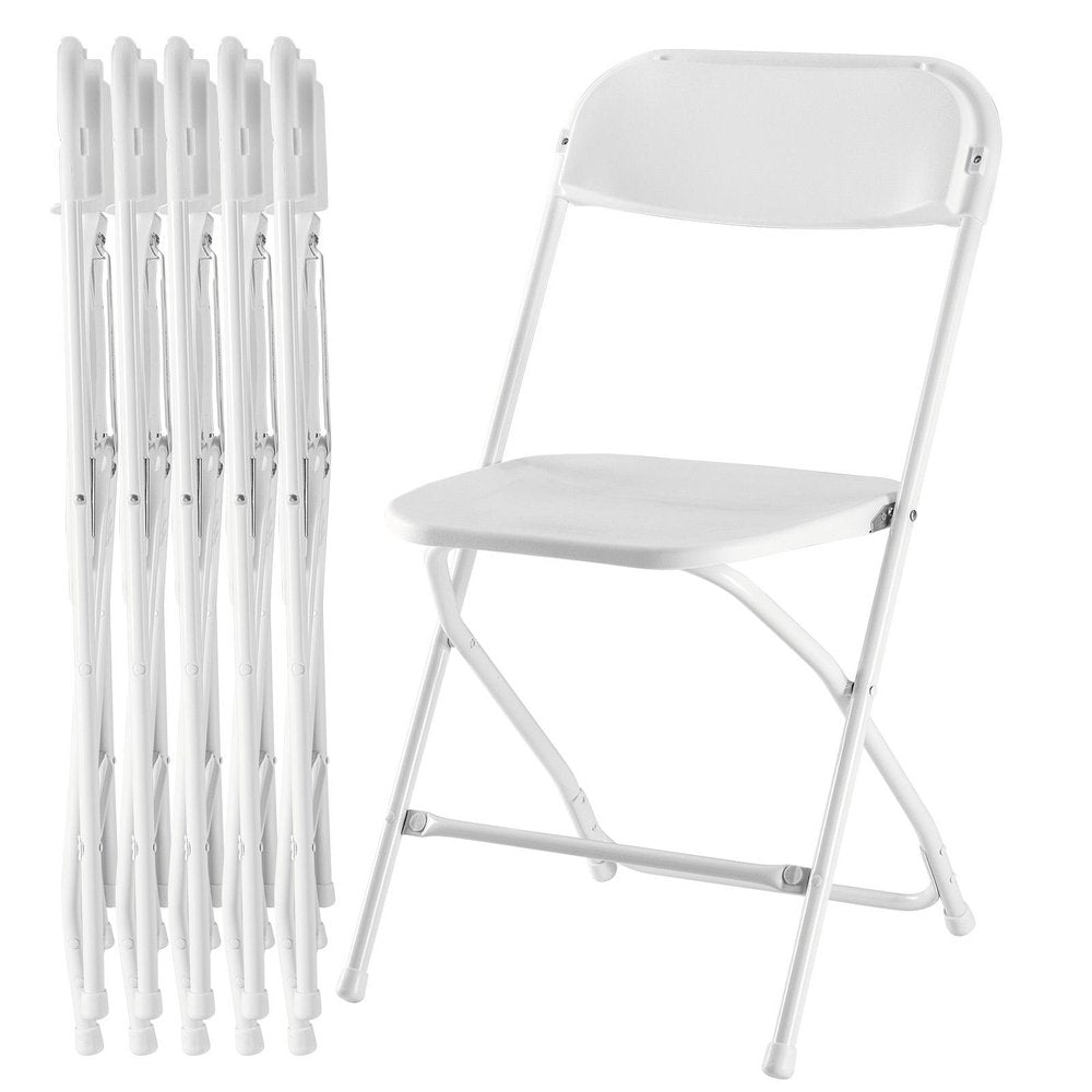 Set of Six White Metal Outdoor Folding Stacking Dining Chairs HomeRoots