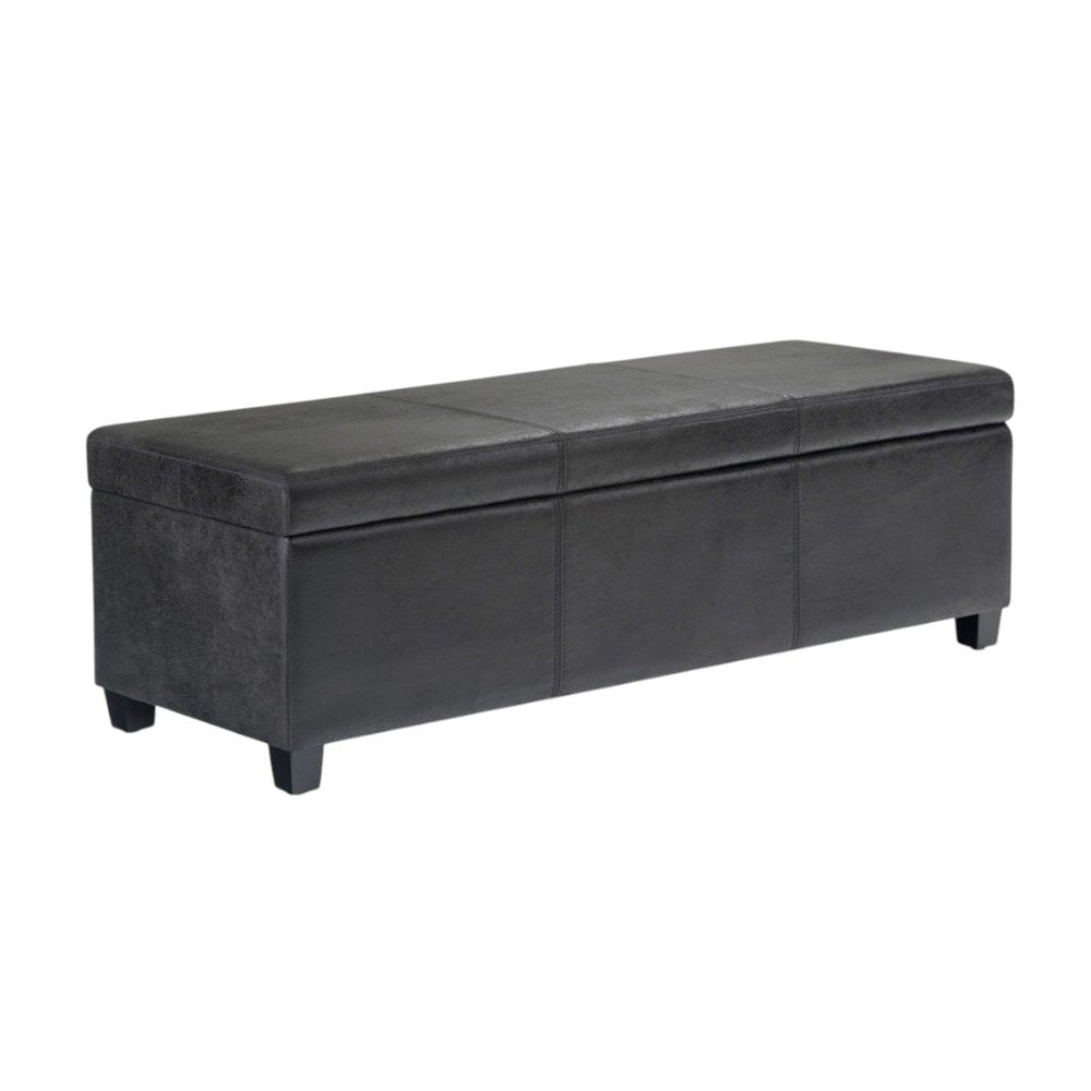 48" Aqua And Dark Brown Faux Leather Ottoman With Storage HomeRoots