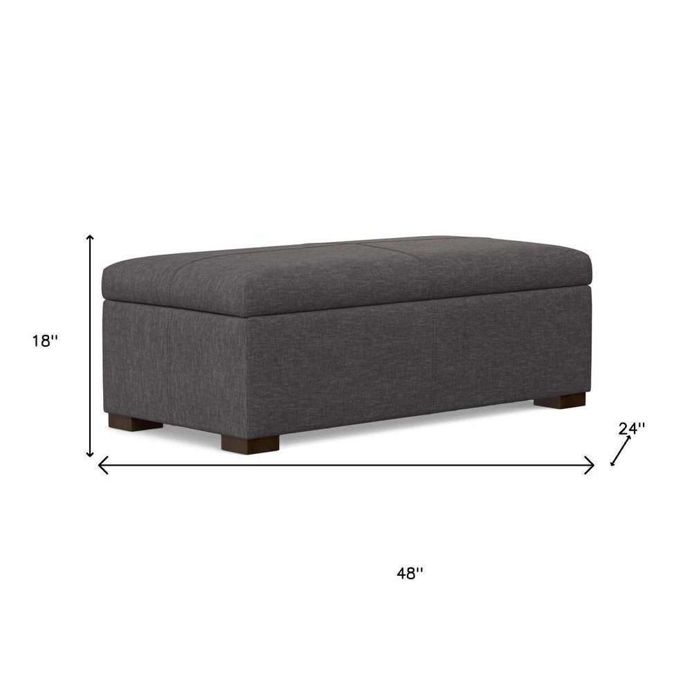48" Brown And Walnut Faux Leather Ottoman With Storage HomeRoots