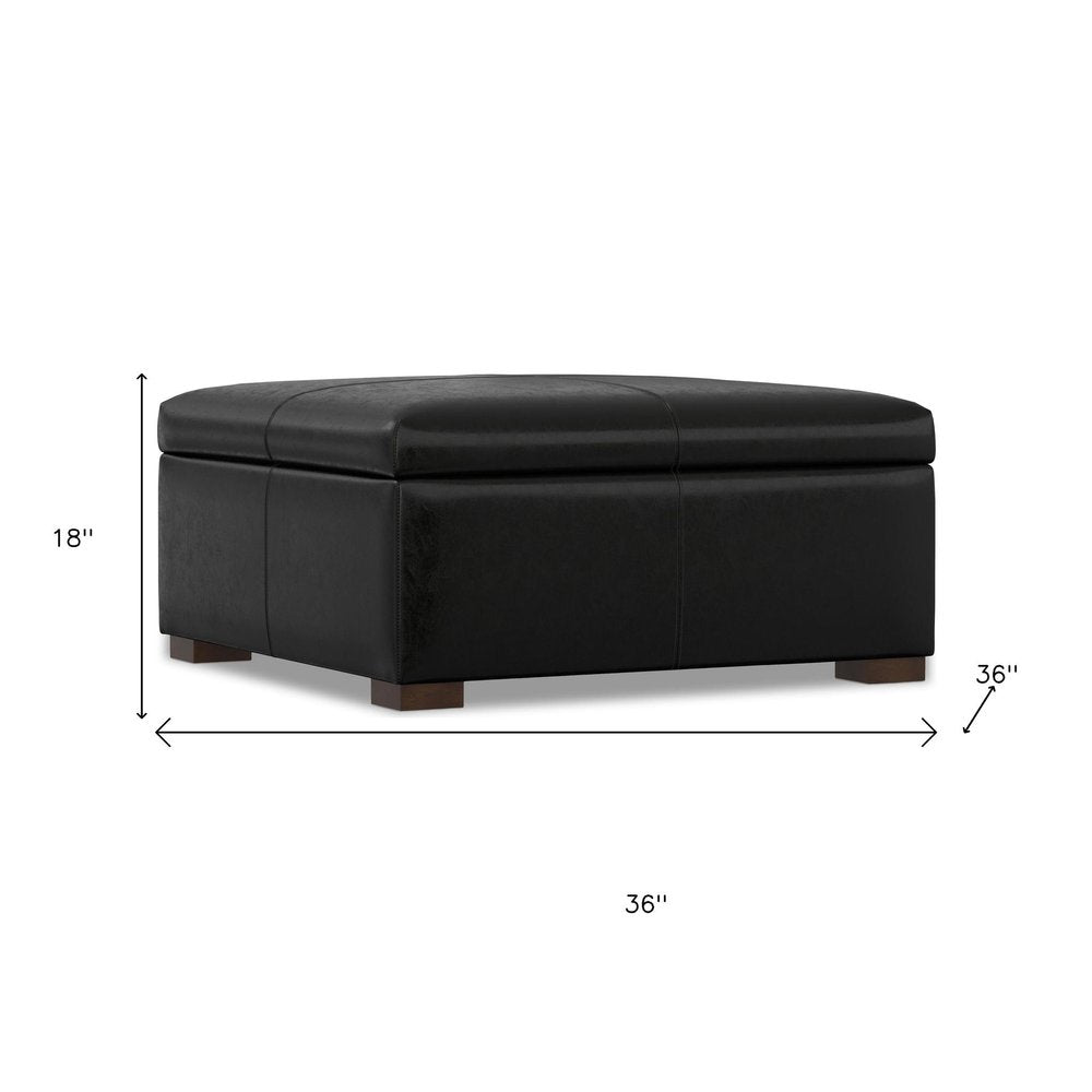 36" Chestnut And Brown And Walnut Faux Leather Ottoman With Storage HomeRoots