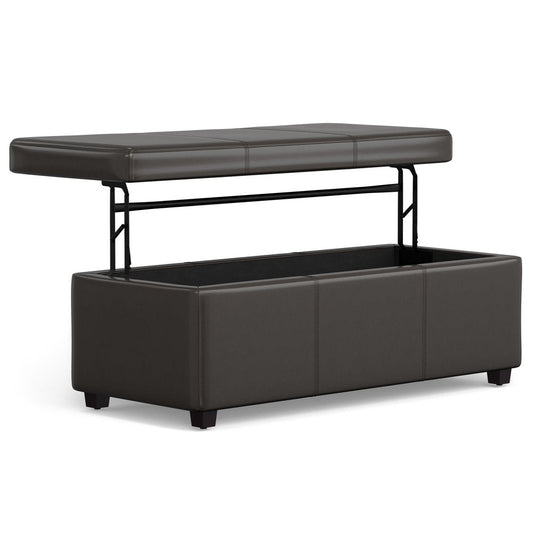 44" Brown And Dark Brown Ottoman With Storage