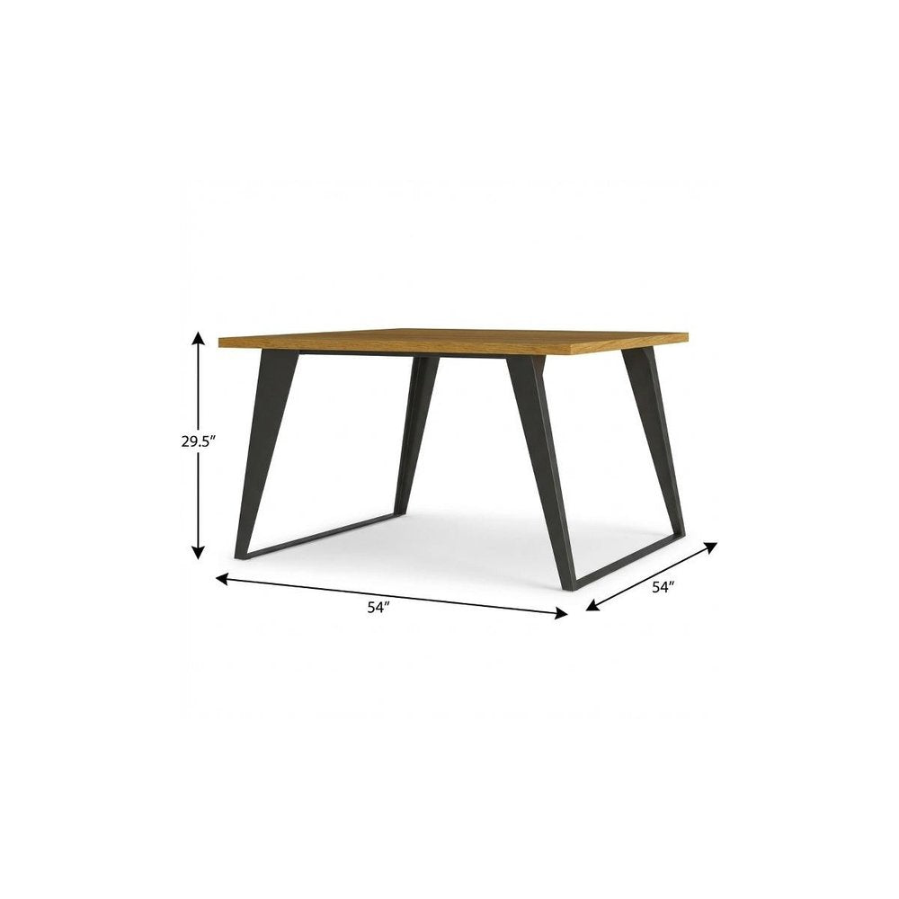 54" Walnut And Graphite Wood And Iron Sled Base Square Dining Table HomeRoots