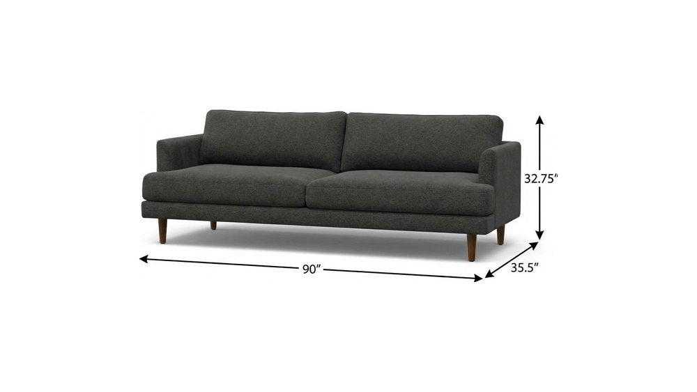 90" Gray Fabric Sofa With Brown Legs HomeRoots