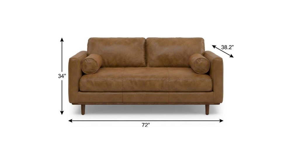 72" Brown Leather Sofa HomeRoots