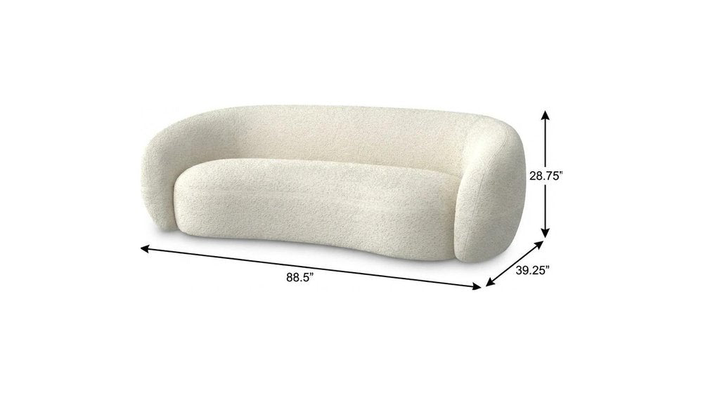 89" Cream Fabric Sofa With Walnut Legs HomeRoots