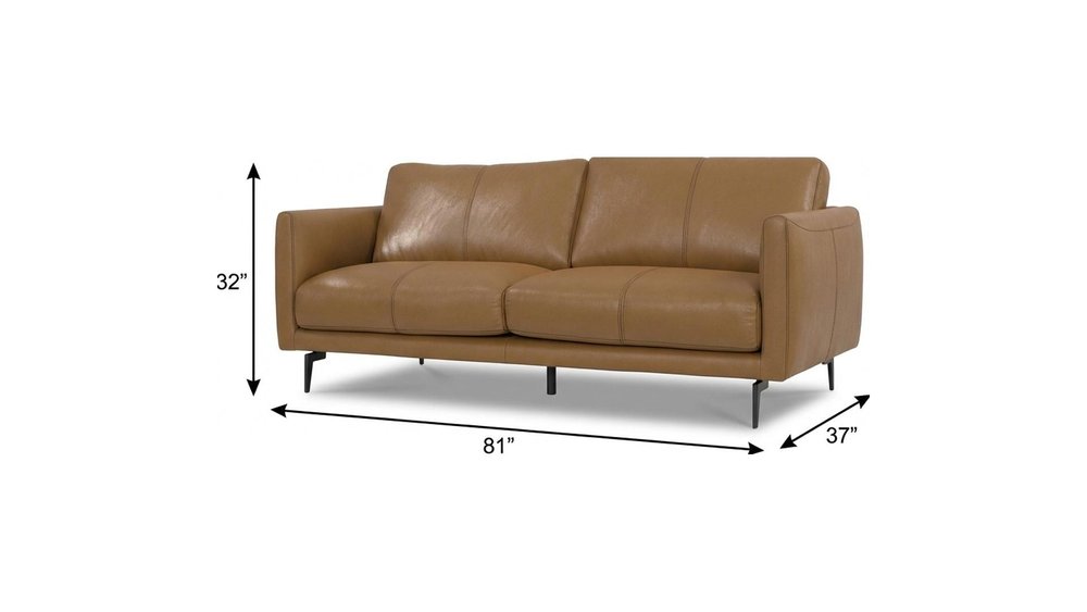 81" Brown Leather Sofa With Black Legs HomeRoots