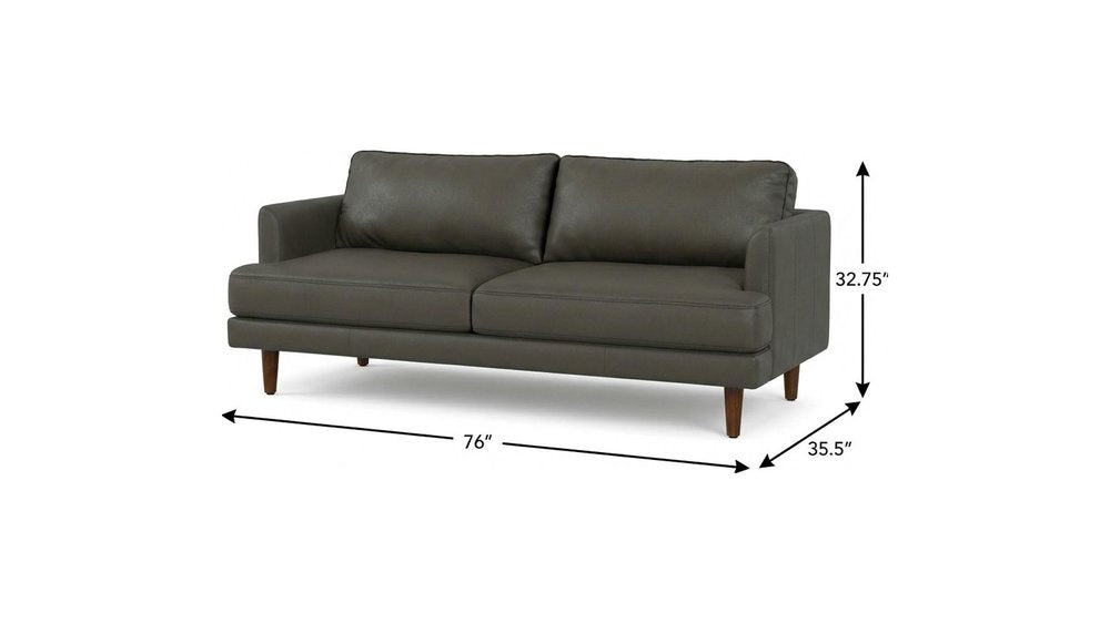 76" Black Leather Sofa With Brown Legs HomeRoots