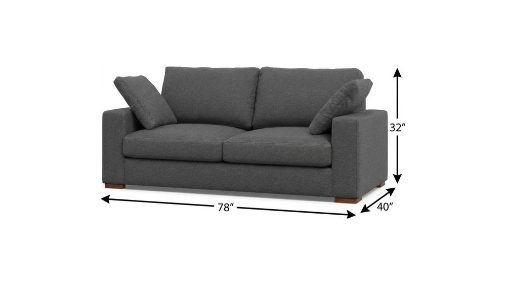 78" Gray Fabric Sofa With Brown Legs HomeRoots