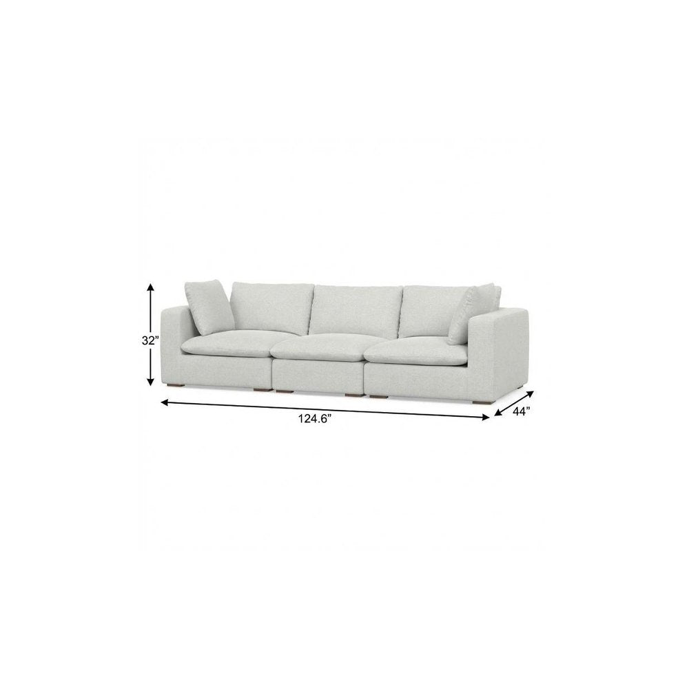125" Gray Fabric Modular Sofa With Brown Legs HomeRoots