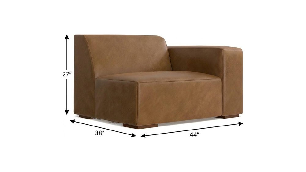 44" Brown Leather Modular Sofa HomeRoots