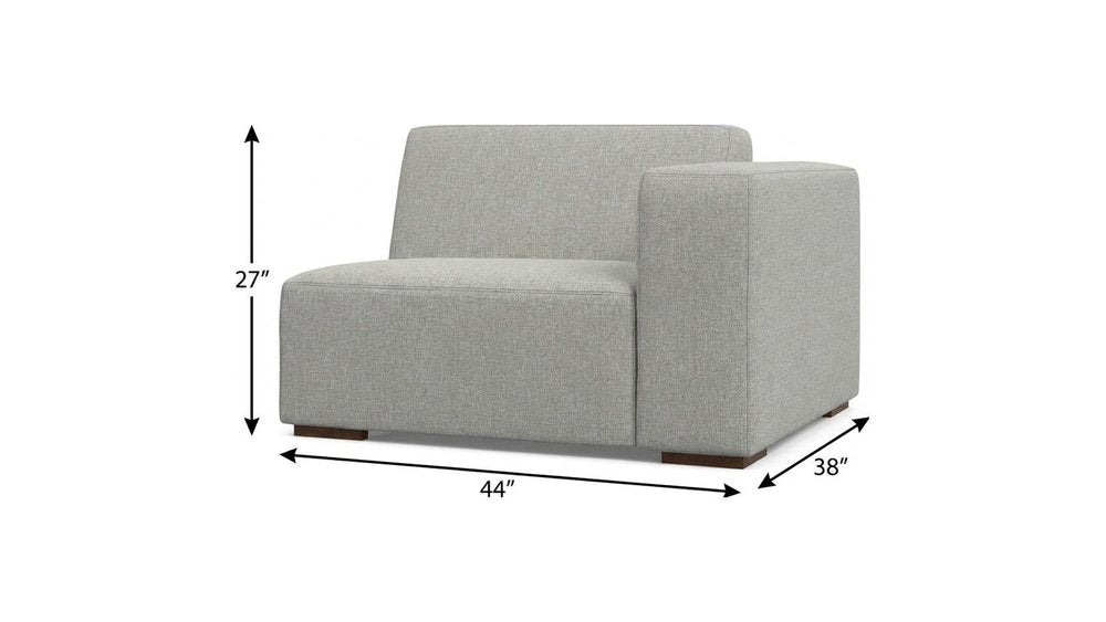 44" Gray Fabric Modular Sofa With Brown Legs HomeRoots