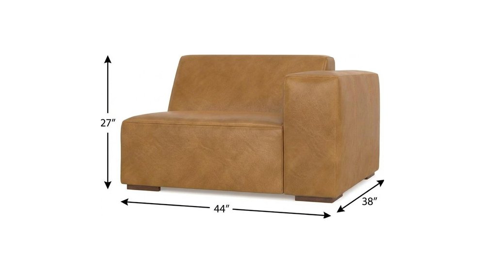 44" Sienna Leather Modular Sofa With Brown Legs HomeRoots