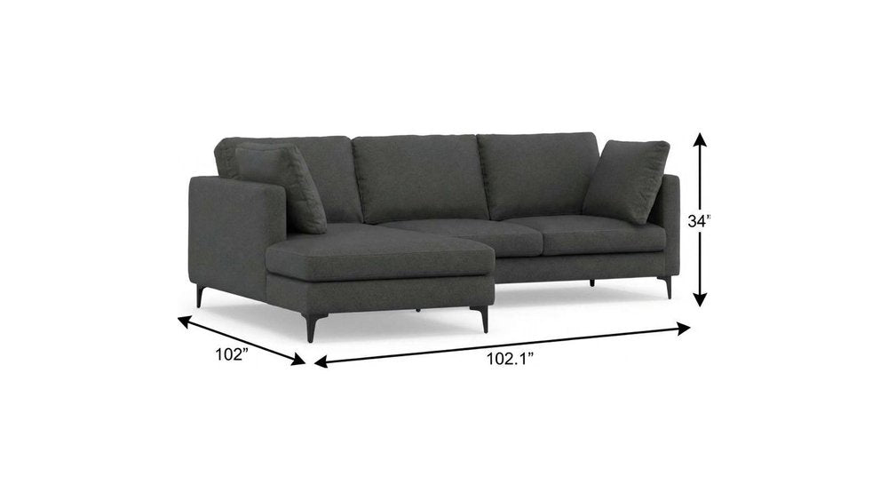 102" Gray Fabric Sofa With Black Legs HomeRoots