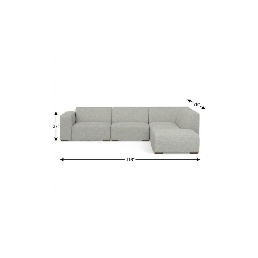 116" Gray Fabric Sofa With Ottoman With Brown Legs HomeRoots